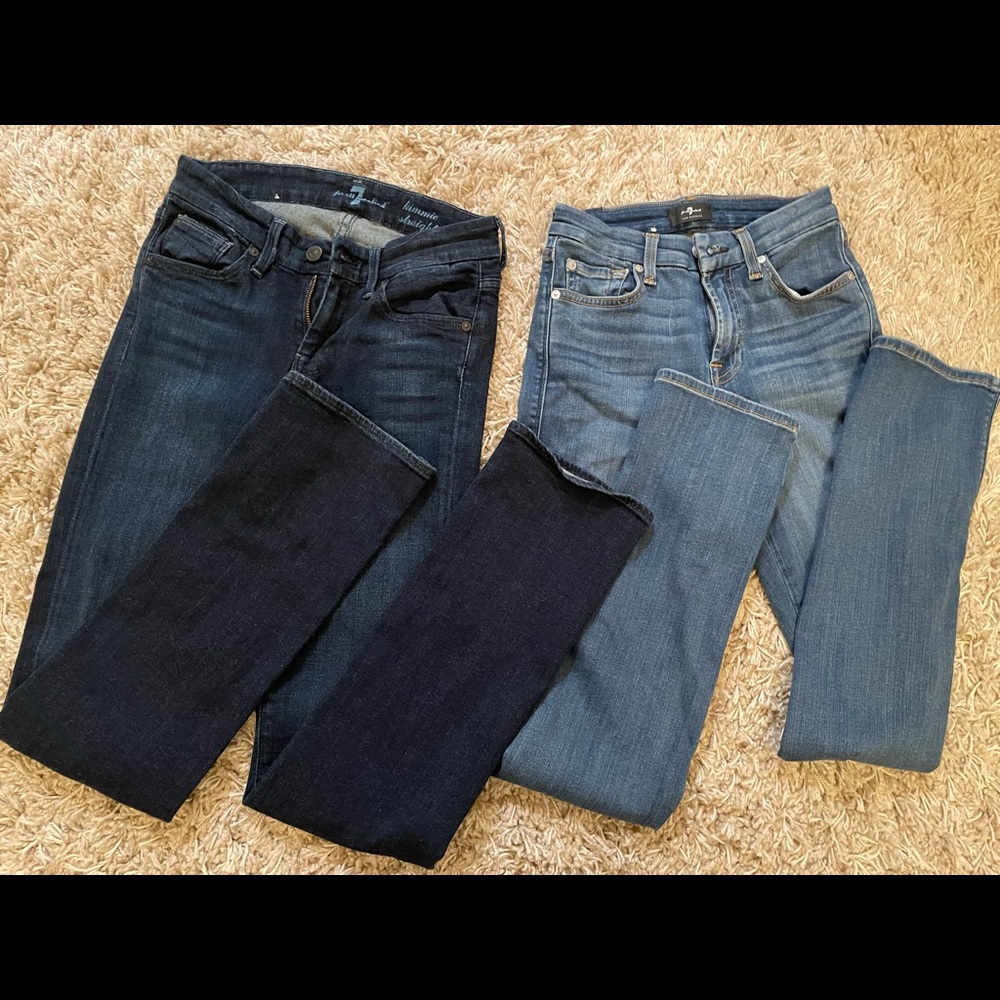 TWO* pairs/ bundle of 7 for all mankind kimmie straight jeans